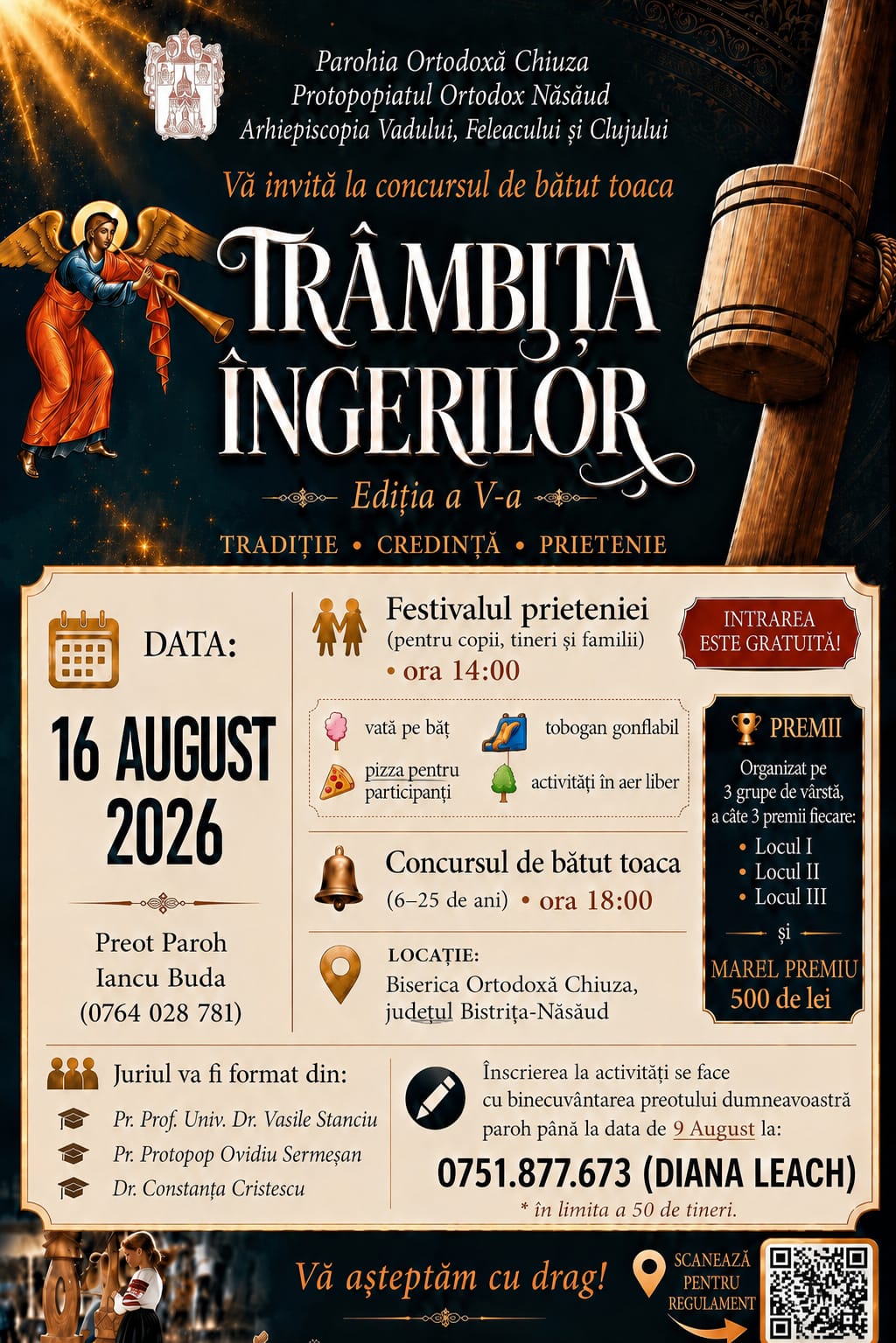 Tradiția bate din nou toaca la Chiuza, Bistrița-Năsăud: cea de-a V-a ediție a concursului de bătut toaca „Trâmbița Îngerilor” urmează să aibă loc duminică, 16 august!
