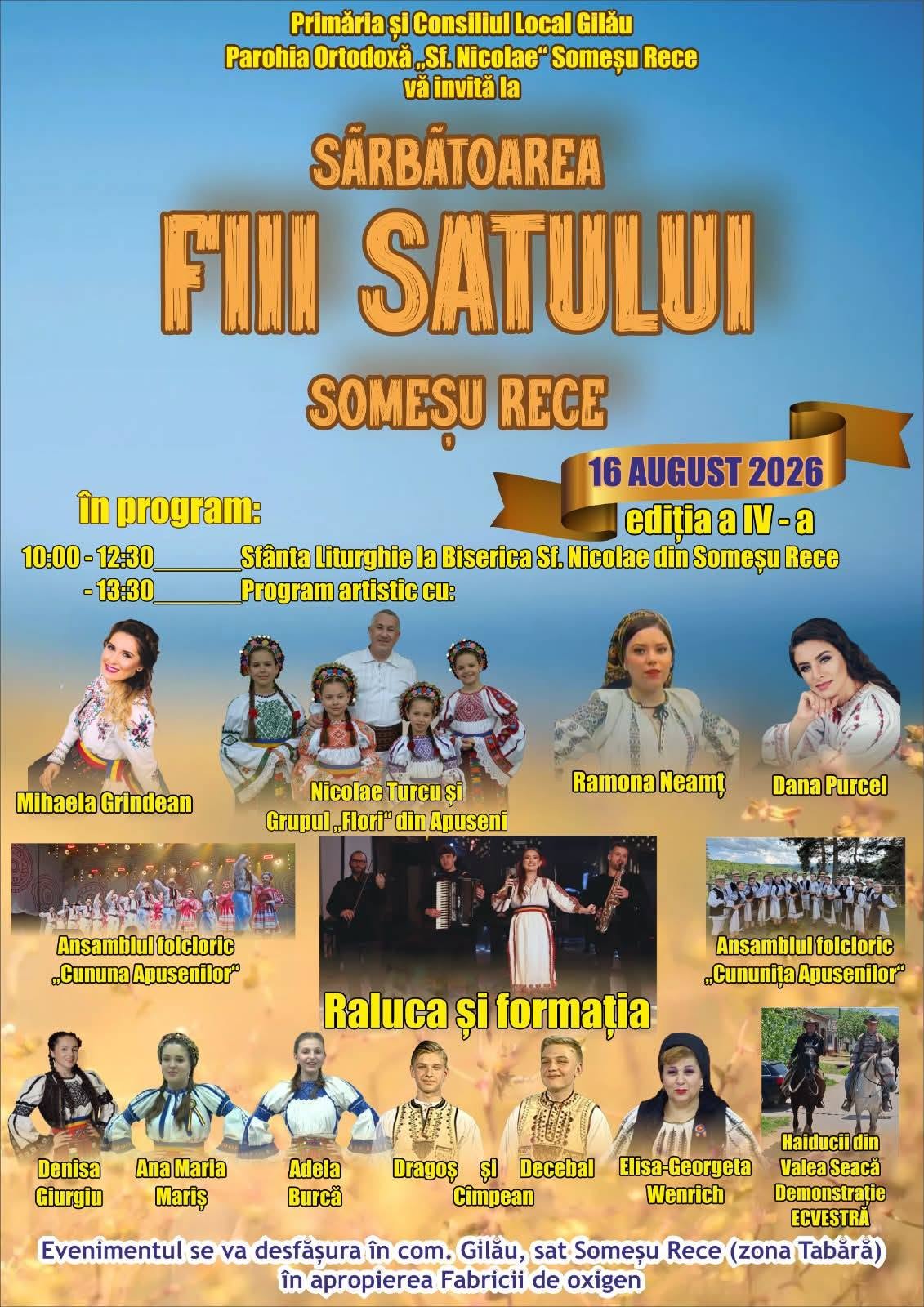 Someșu Rece își sărbătorește fiii: cea de-a IV-a ediție a evenimentului „Fiii Satului” aduce folclor, tradiții și voie bună pe 16 august!
