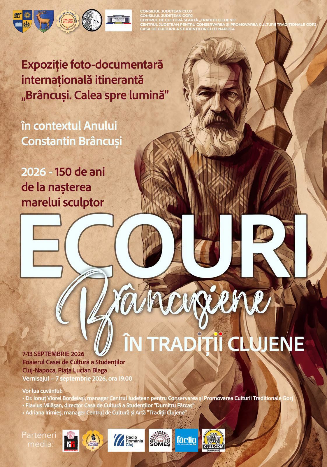„Ecouri brâncușiene în tradiții clujene”: expoziția internațională „Brâncuși. Calea spre lumină” ajunge la Cluj-Napoca!