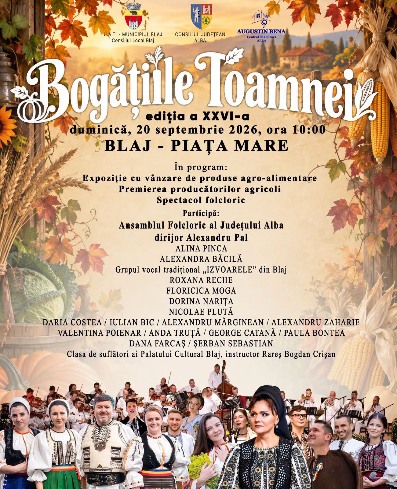 „Bogățiile Toamnei” revin la Blaj, județul Alba: sărbătoarea roadelor, a gospodarilor și a cântecului popular va avea loc duminică, 20 septembrie!