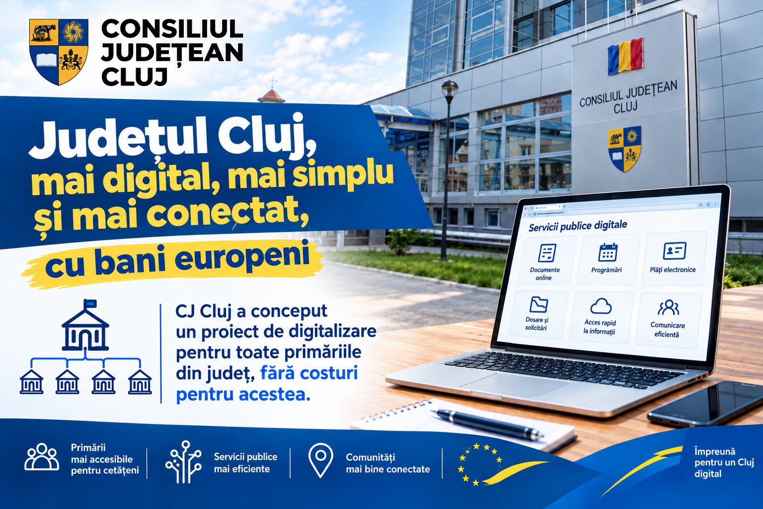 Consiliul Județean Cluj pregătește un proiect de 5 milioane de euro pentru digitalizarea tuturor primăriilor din județ!