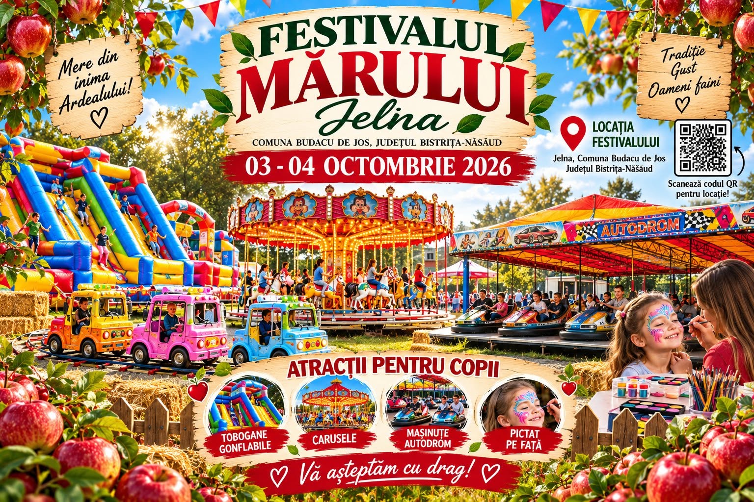 Festivalul Mărului revine la Jelna, județul Bistrița-Năsăud: două zile de toamnă, muzică, produse locale și distracție pentru întreaga familie!