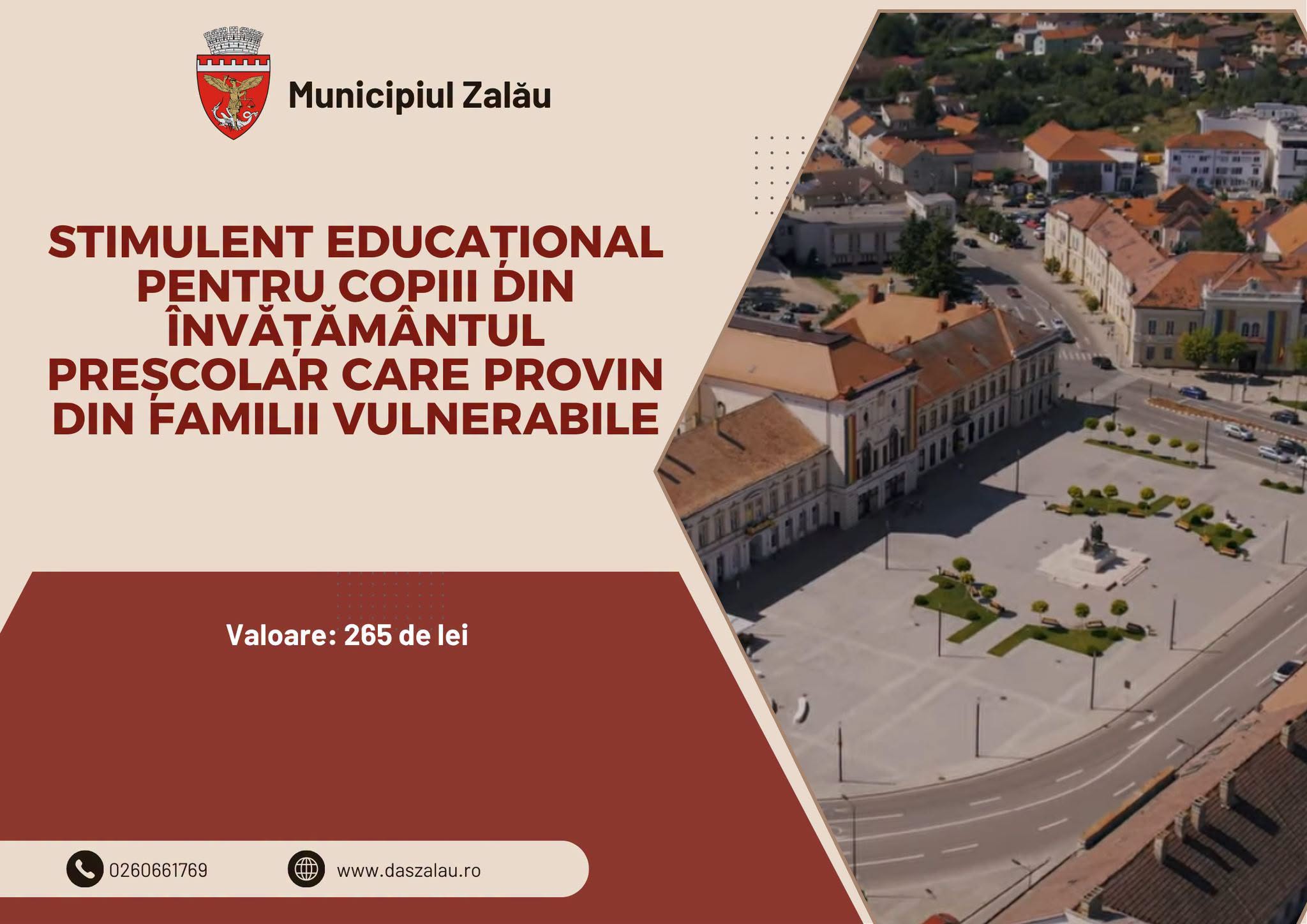 Primăria municipiului Zalău: Stimulent educațional pentru copiii din familii defavorizate!