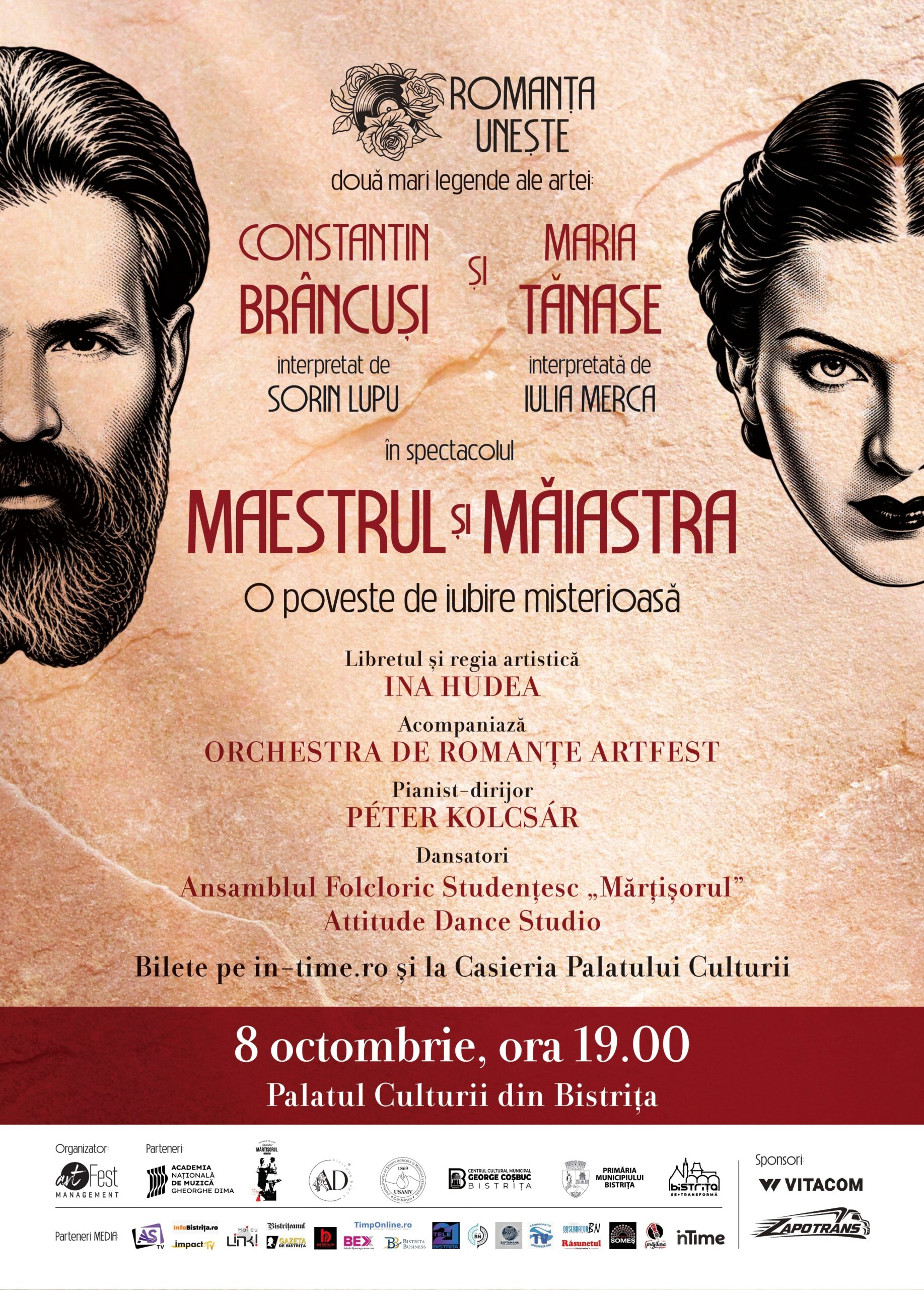 „Maestrul și Măiastra”, povestea de iubire dintre Constantin Brâncuși și Maria Tănase, ajunge la Bistrița!