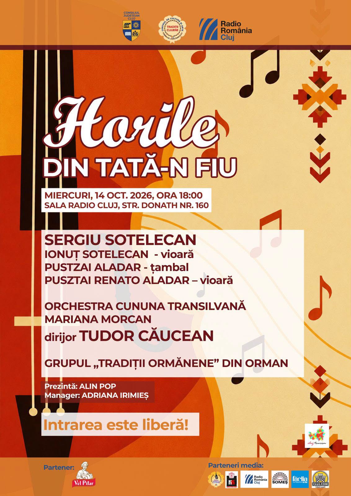Centrul de Cultură și Artă „Tradiții Clujene” duc mai departe cântecul și tradiția prin spectacolul „Horile din tată-n fiu”, miercuri, 14 octombrie!