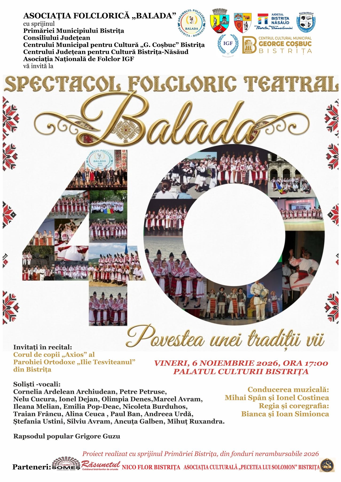 Municipiul Bistrița îmbracă straie de sărbătoare: „Balada” aniversează 40 de ani printr-un spectacol de poveste!