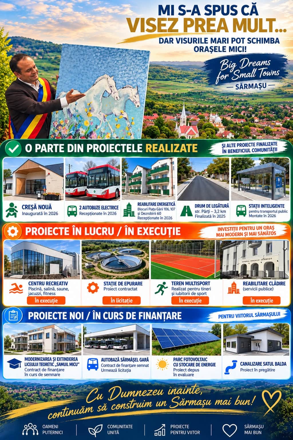Primăria orașului Sărmașu, județul Mureș, mizează pe dezvoltare: noi investiții pentru educație, infrastructură și servicii publice!